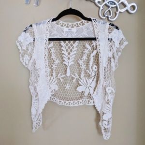 Ivory Lace Crop Bolero, Small
